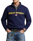 Polo Ralph Lauren Cotton Blend Fleece Logo Print Quarter Zip Mock Neck Sweatshirt