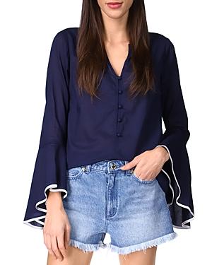 Michael Michael Kors Cotton Flounce Sleeve Top