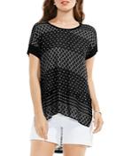 Vince Camuto Print Front Mixed Media Top