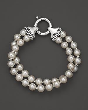 Lagos Sterling Silver Luna 2 Strand Pearl Bracelet