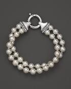 Lagos Sterling Silver Luna 2 Strand Pearl Bracelet