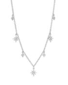 Graziela Gems 18k White Gold Diamond Starburst Dangle Statement Necklace, 20