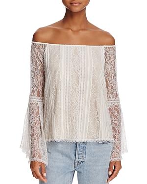 Alice + Olivia Shera Off-the-shoulder Lace Top