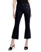L'agence Kendra High Rise Cropped Flared Jeans In Noir Coated