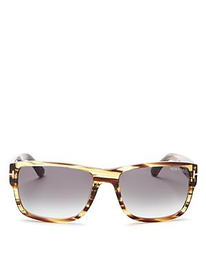 Tom Ford Shiny Striped Sunglasses With Gradient Smoke Lenses