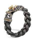 John Hardy Men's Sterling Silver And 18k Bonded Gold Naga Dragon Head Bracelet With African Ruby Eyes