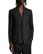 Allsaints Dabin Pinstriped Double Breasted Button Front Blazer