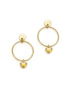 Moon & Meadow Circle Earrings With Heart Charm In 14k Yellow Gold - 100% Exclusive