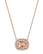 Bloomingdale's Morganite & Diamond Double Halo Pendant Necklace In 14k Rose Gold, 18 - 100% Exclusive