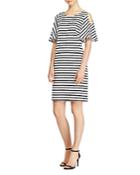 Lauren Ralph Lauren Stripe Cold-shoulder Dress