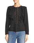 La Vie Rebecca Taylor Embroidered Eyelet Ruffle Top