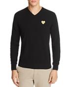 Comme Des Garcons Play Gold Heart V-neck Sweater