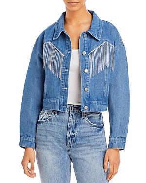 Aqua Rhinestone Fringe Denim Jacket - 100% Exclusive