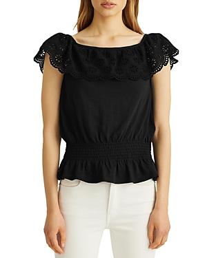 Lauren Ralph Lauren Peplum Hem Ruffled Top