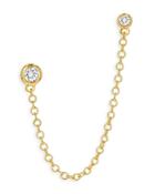 Moon & Meadow Diamond Stud Chain Ear Climber In 14k Yellow Gold - 100% Exclusive