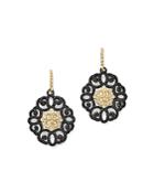 Armenta 18k Yellow Gold And Blackened Sterling Silver Old World Diamond And Black Sapphire Filagree Earrings