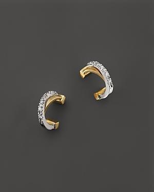 Marco Bicego 18k Gold Small Cross Over Hoop Earrings With Diamonds
