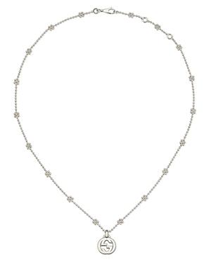 Gucci Sterling Silver Interlocking G Cluster Chain Necklace, 14