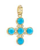 Temple St. Clair 18k Yellow Gold Turquoise & Diamond Four Elements Cross Pendant