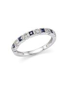 Diamond And Sapphire Band In 14k White Gold