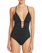 Laundry By Shelli Segal Beaded Plunge One Piece Swimsuit