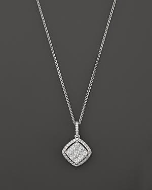 Roberto Coin 18k White Gold Diamond Square Drop Pendant Necklace, 18