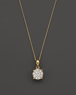 Diamond Cluster Pendant Necklace In 14k Yellow Gold, .25 Ct. T.w.
