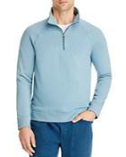 Vince Cotton French Terry Solid Regular Fit Quarter Zip Mock Neck Sweater