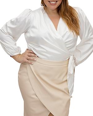 Maree Pour Toi Plus Bishop Sleeve Wrap Blouse
