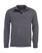 Barbour Holden Wool Tartan Trim Regular Fit Quarter Zip Mock Neck Sweater