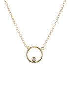 Aqua Pave Circle Pendant Necklace In Gold Tone-plated Sterling Silver Or Sterling Silver, 16 - 100% Exclusive