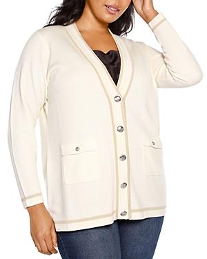 Belldini Plus Metallic Trim Varsity Cardigan
