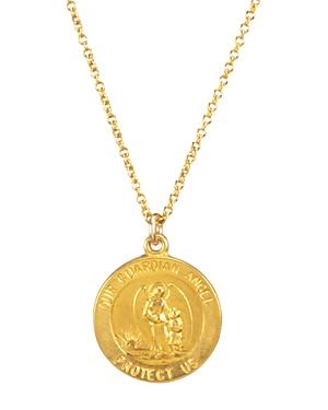 Dogeared Guardian Angel Necklace In 14k Gold-plated Sterling Silver, 16