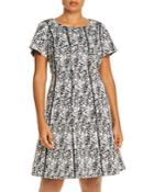 Adrianna Papell Plus Piped Watercolor-print Fit-and-flare Dress