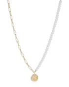 Aqua Textured Disc Link & Imitation Pearl Pendant Necklace, 21-24 - 100% Exclusive