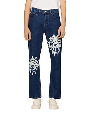 Sandro Tie Dye Straight Fit Jeans In Blue Vintage