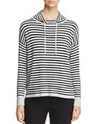 Eileen Fisher Petites Striped Drawstring Funnel Neck Sweater