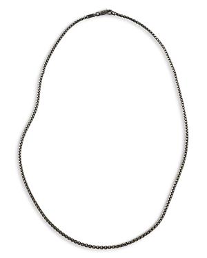 John Hardy Men's Classic Chain Silver 2.7mm Box Chain Necklace With Satin Matte Black Rhodium, 24