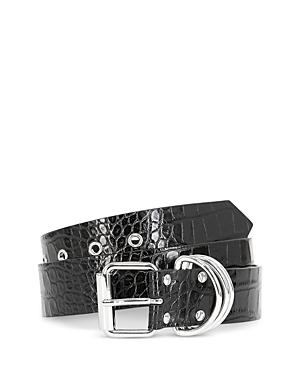 The Kooples Women's Skinny Triple D Ring Leather Belt