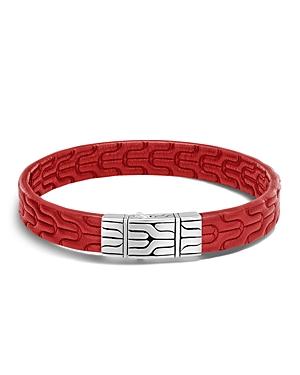 John Hardy Sterling Silver Classic Chain Bracelet With Red Leather