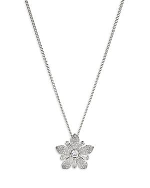 Nadri Freya Cubic Zirconia Flower Pendant Necklace In Rhodium Plated, 16-18