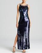 Boutique Gown - Sequin Illusion Back Side Slit