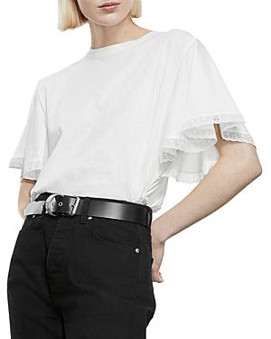 The Kooples Flutter Sleeve Lace Trim Top