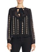 Band Of Gypsies Embroidered Chiffon Blouse