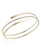 14k Yellow Gold Double Hammered Overlap Cuff