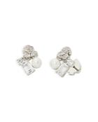 Kate Spade New York Bouquet Toss Cubic Zirconia & Imitation Pearl Flower Cluster Stud Earrings In Silver Tone
