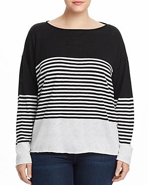 Eileen Fisher Plus Striped Boat-neck Sweater