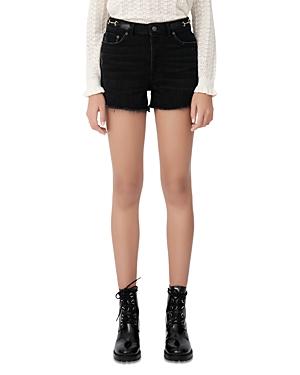 Maje Igloo Horsebit Waist Denim Shorts