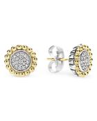 Lagos Sterling Silver And 18k Gold Caviar Stud Earrings With Diamonds