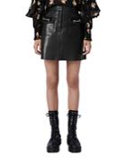 Maje Jelfie Leather Horsebit Detail Mini Skirt